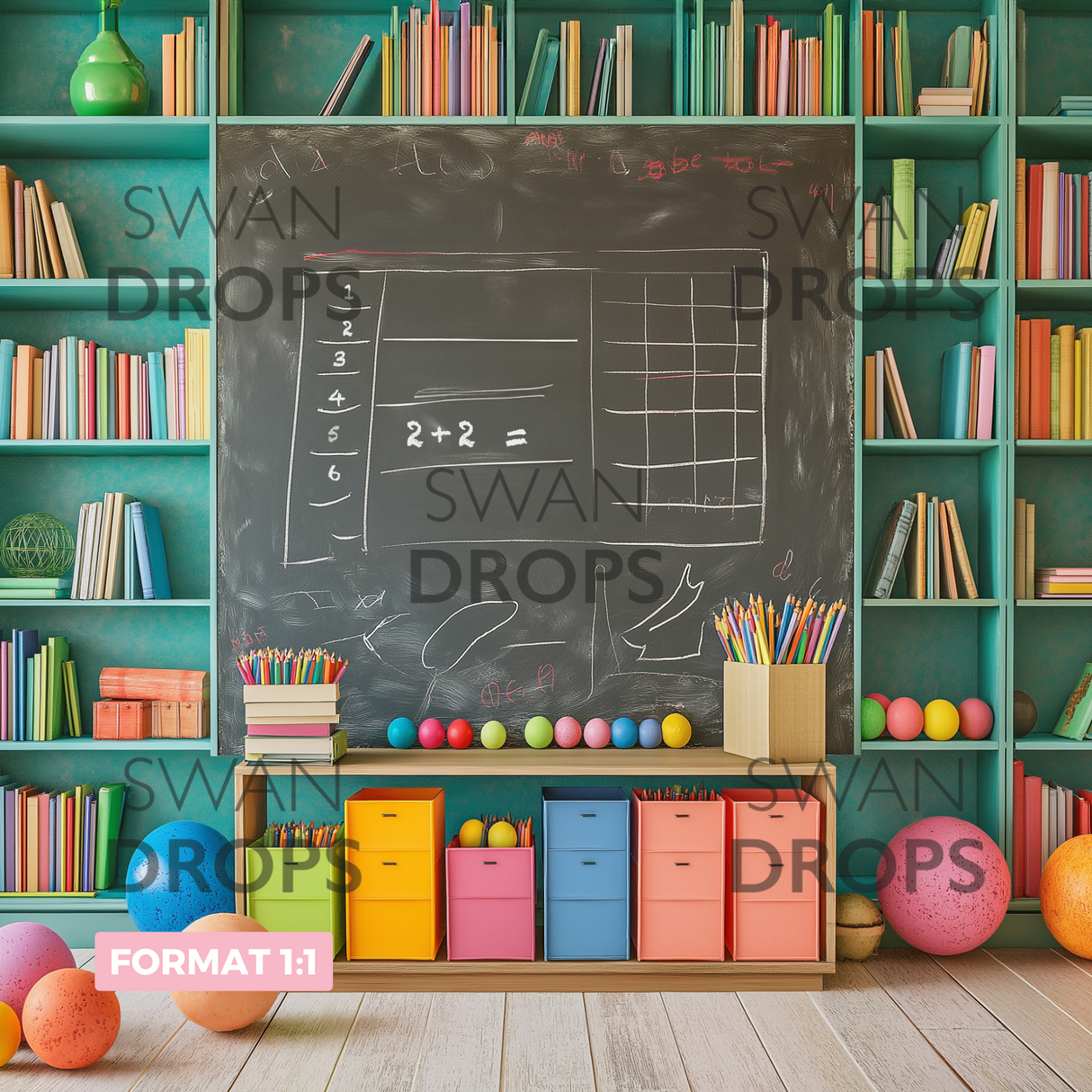 Fond photo Classe colorée Swan Drops