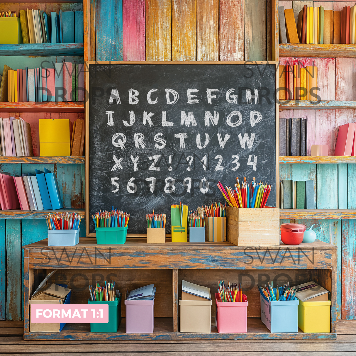 Fond photo Abécédaire Coloré Swan Drops