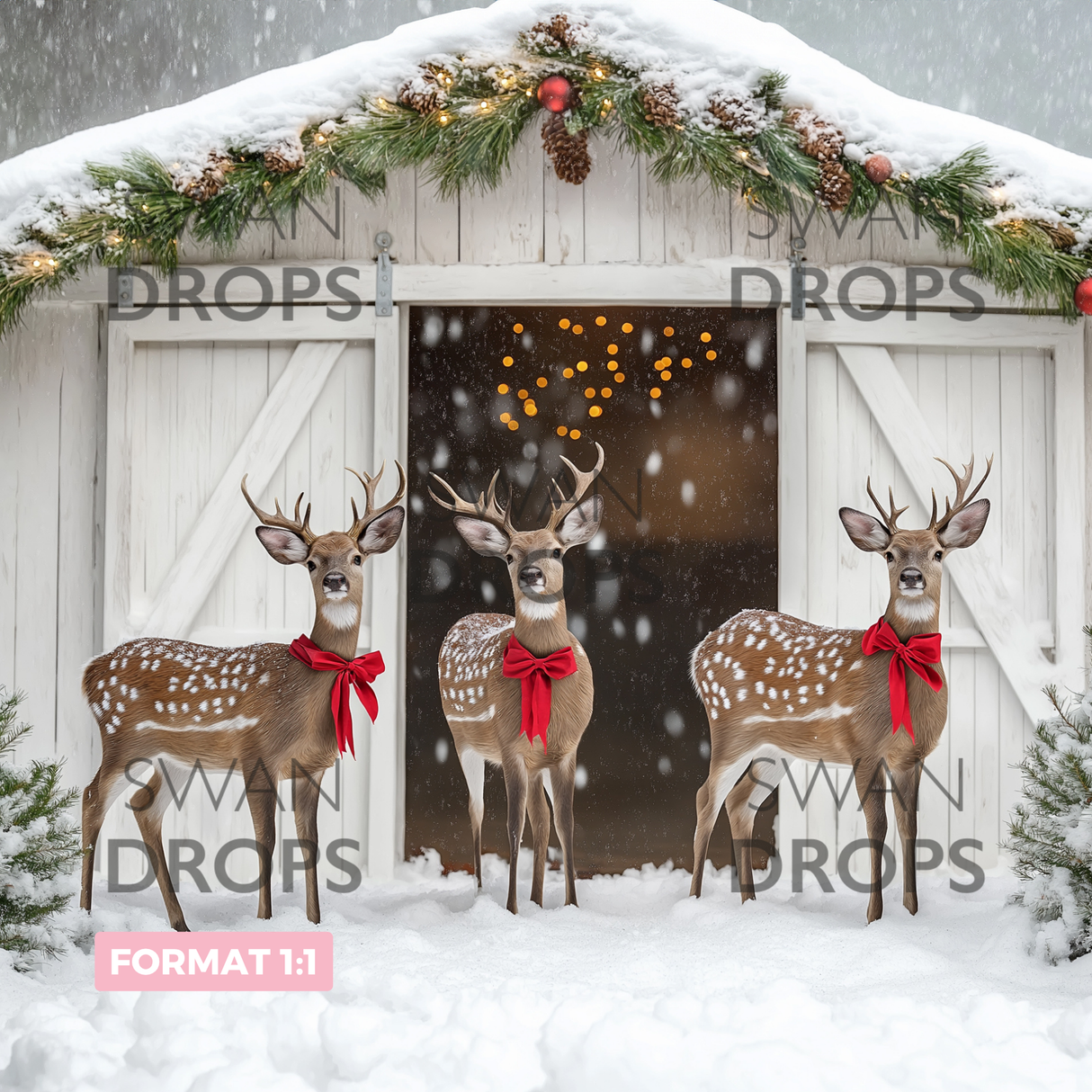 Fond photo Les invités du Père Noël Swan Drops