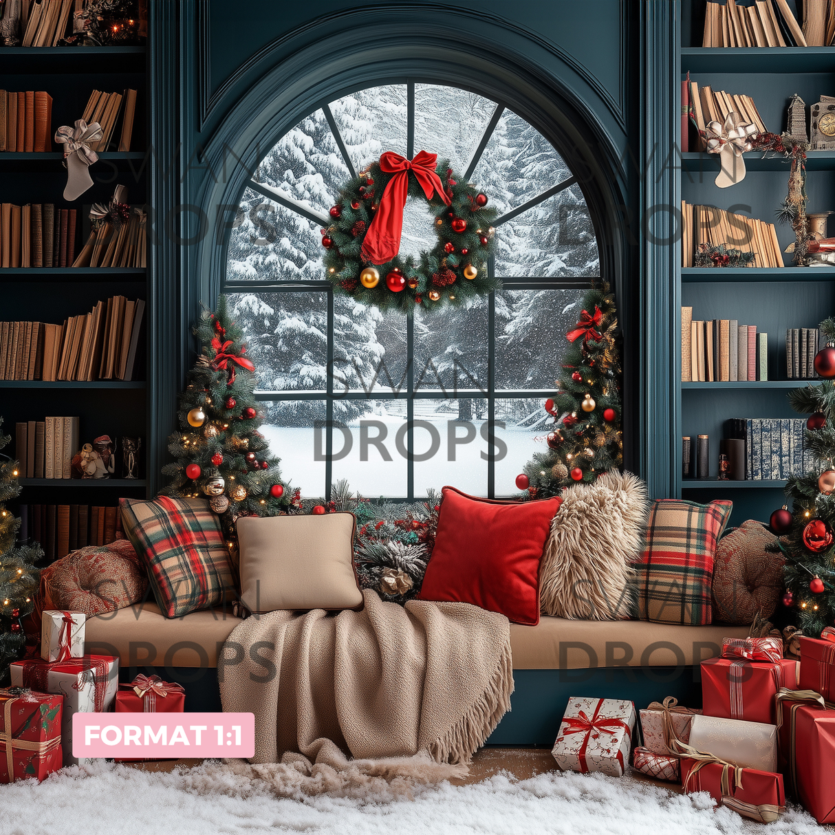 Fond photo Noël d’Antan Swan Drops