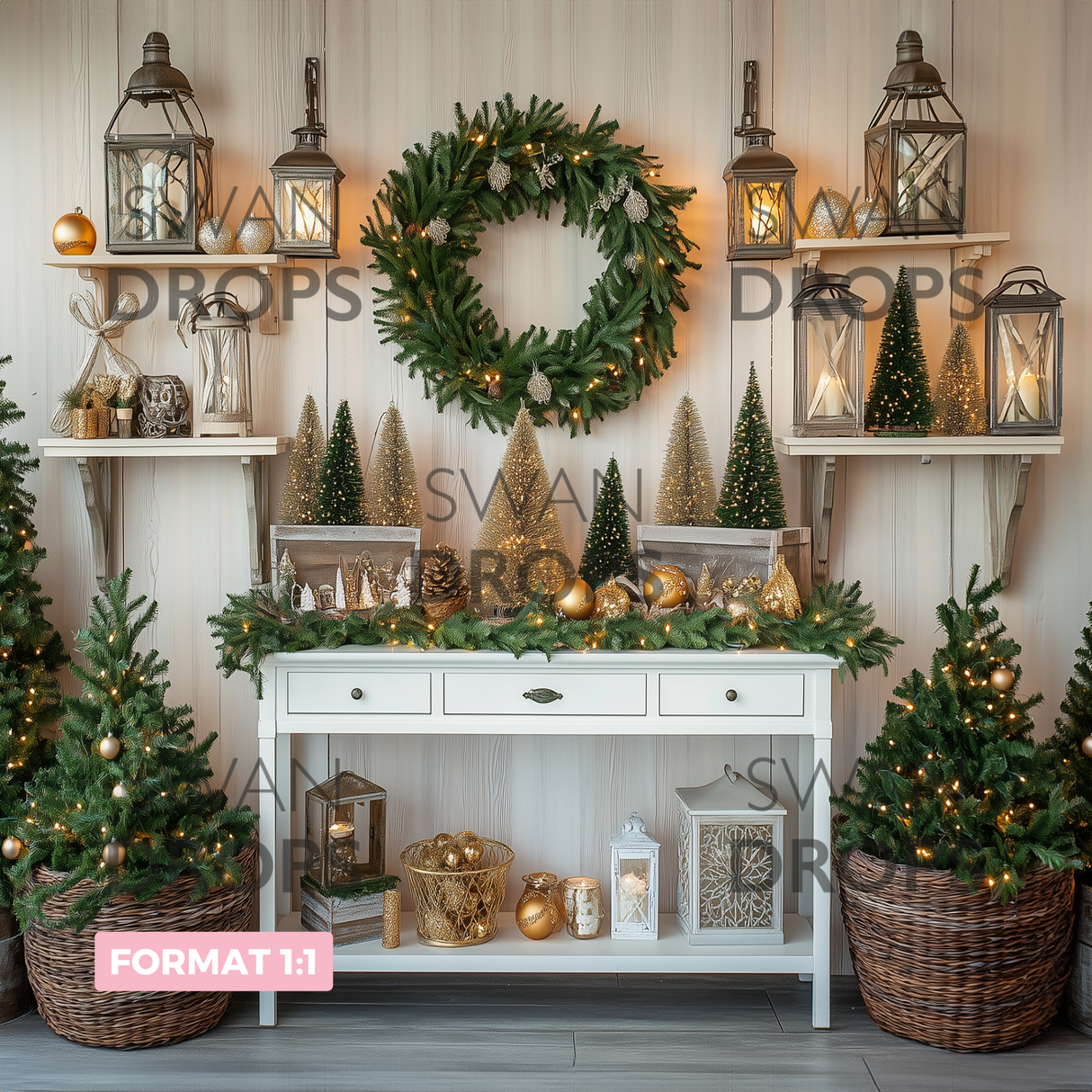 Fond photo Noël Classique Swan Drops