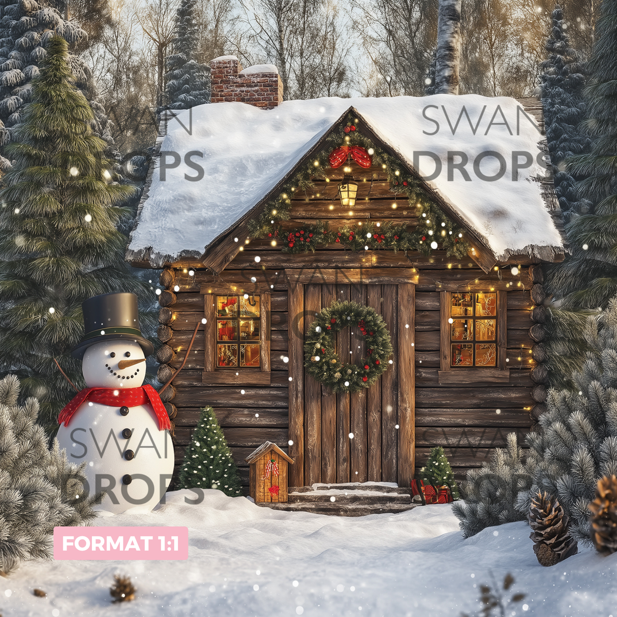 Fond photo Chalet de Noël Swan Drops