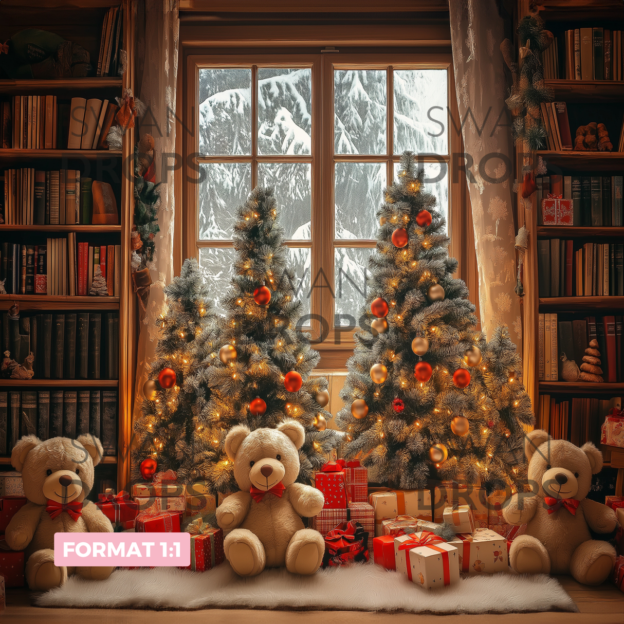 Fond photo Bibliothèque enchantée Swan Drops