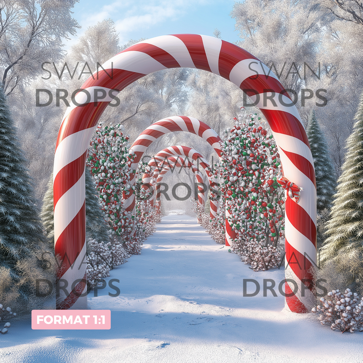 Fond photo Atelier du Père Noël Swan Drops