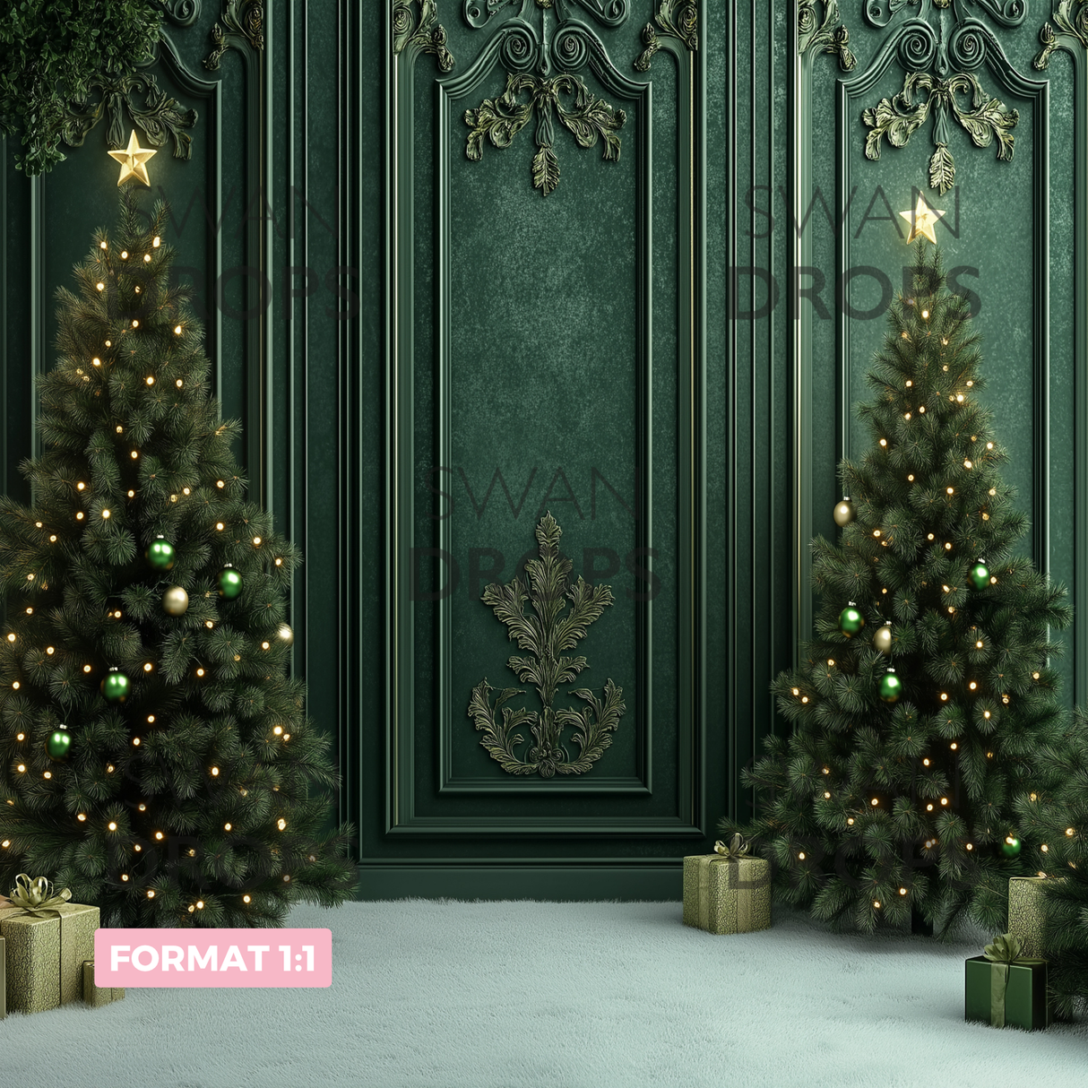 Fond photo Noël Émeraude Swan Drops