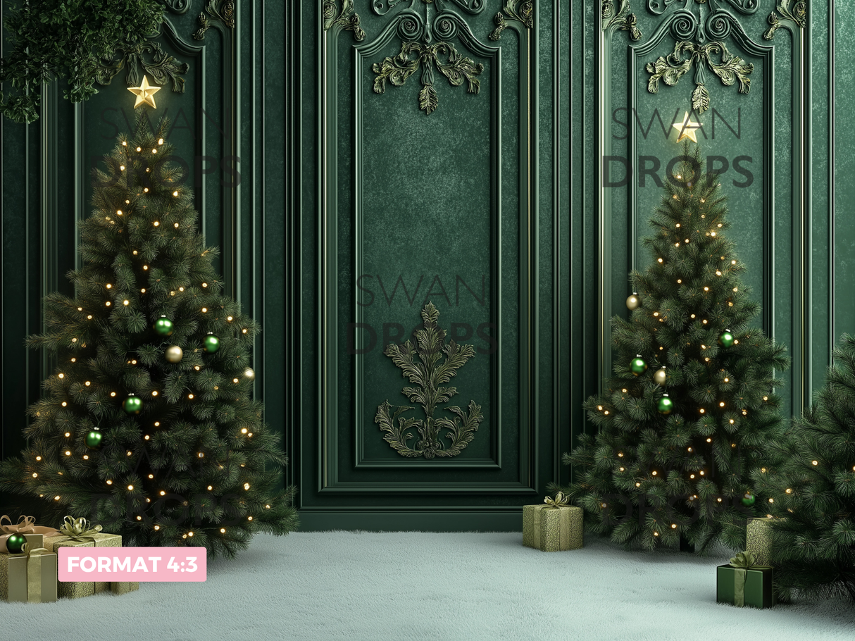 Fond photo Noël Émeraude Swan Drops