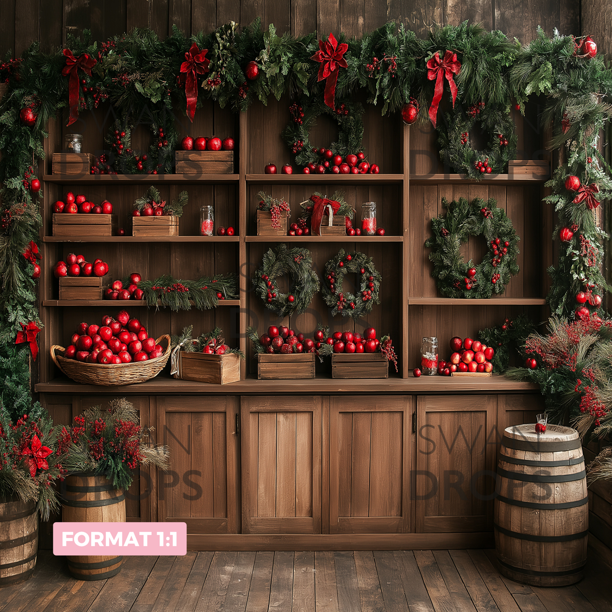 Fond photo Atelier du Père Noël Swan Drops