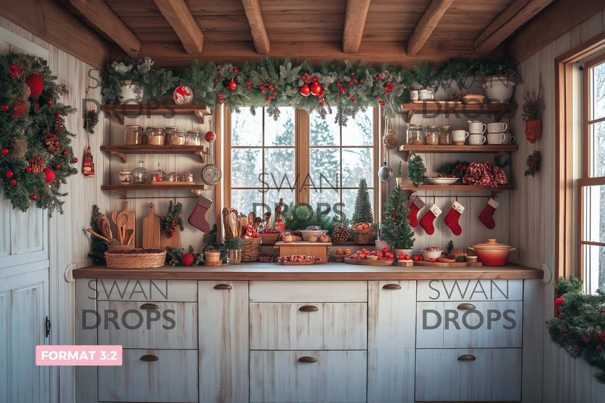 Fond photo Atelier de Noël Swan Drops