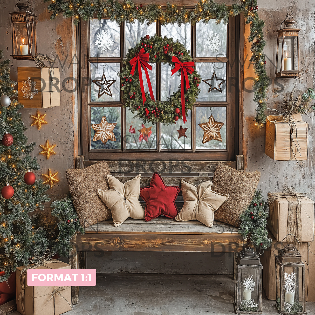 Fond photo L’atelier du Père Noël Swan Drops