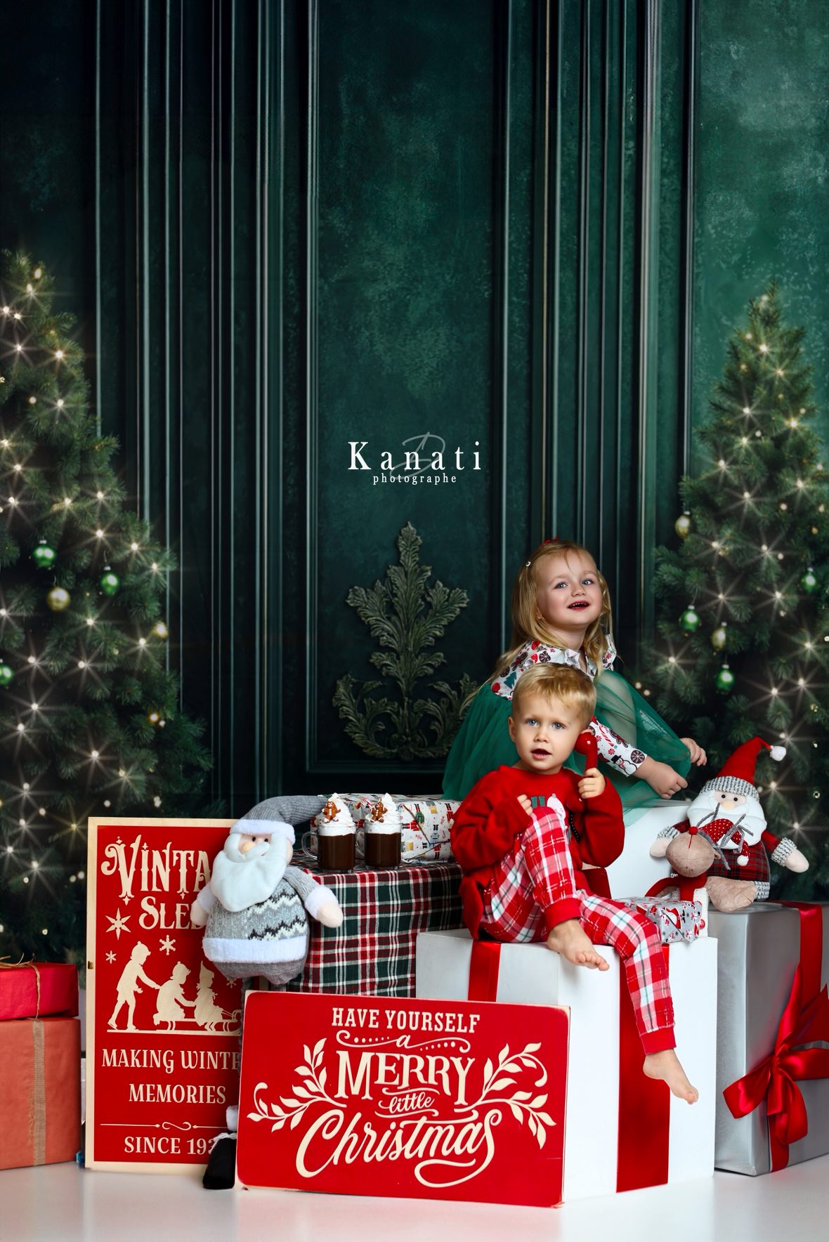 Fond photo Noël Émeraude Swan Drops