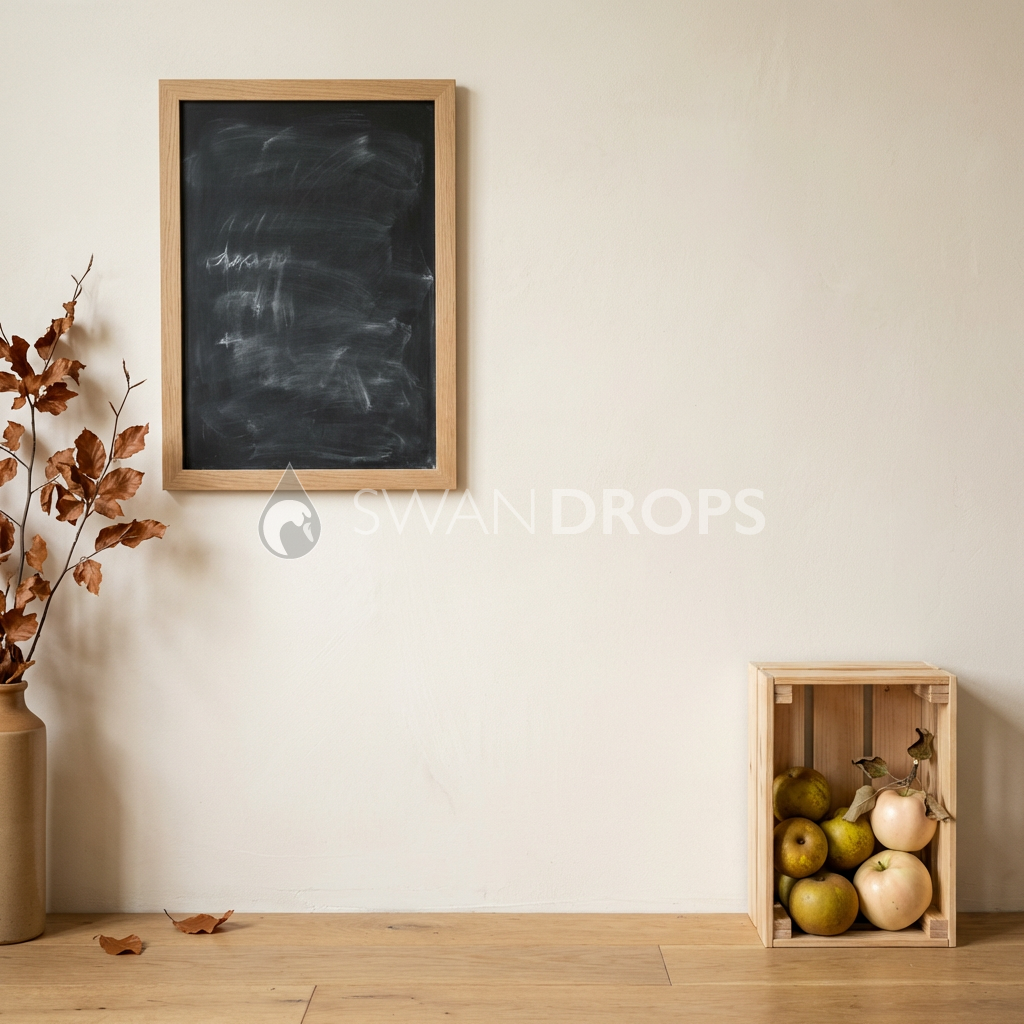 Fond photo Automne cagette pommes droite de la collection Rentrée scolaire 2026 - écru, cuivre, pommes anciennes - portrait enfant rentrée automne