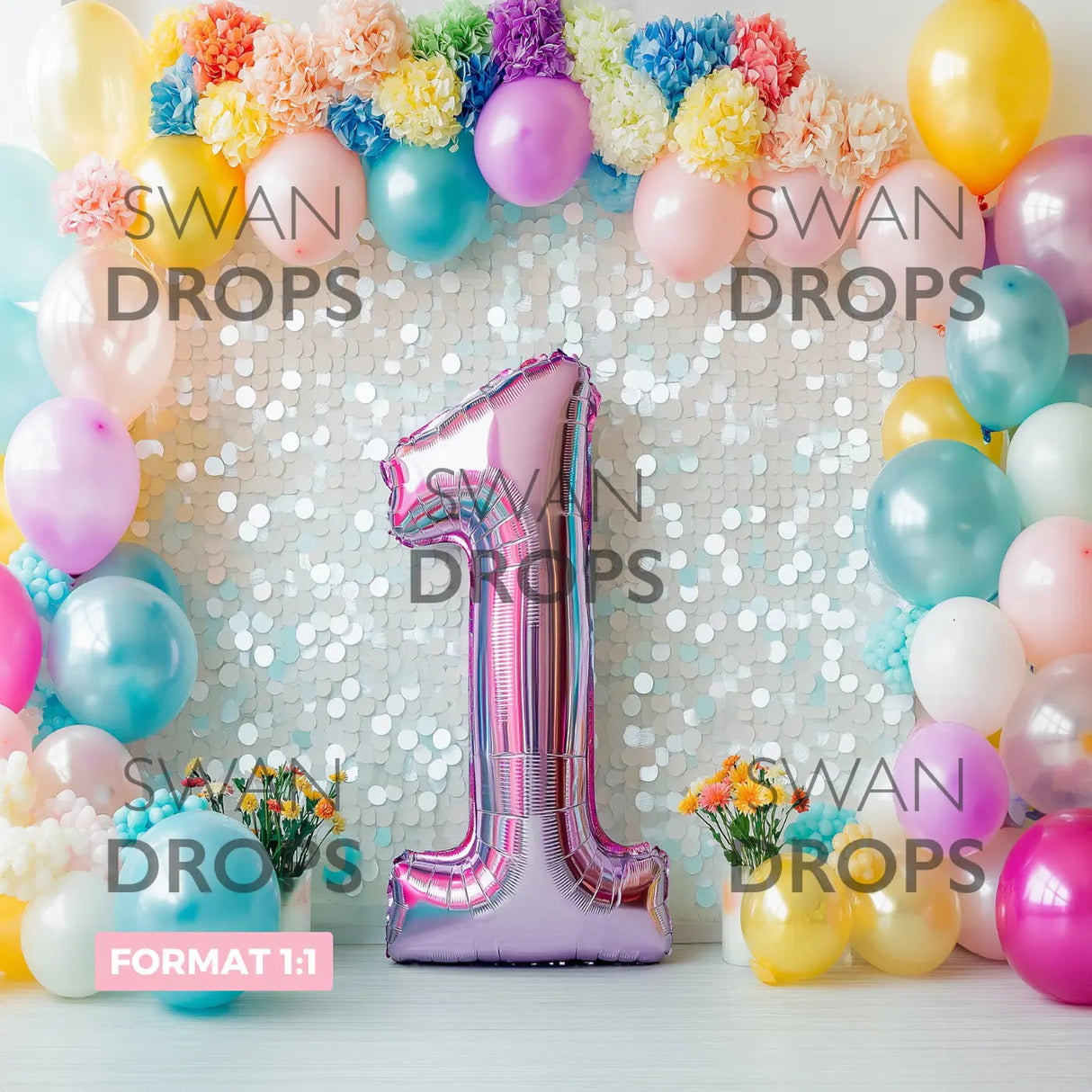 Fond photo Explosion Festive Swan Drops