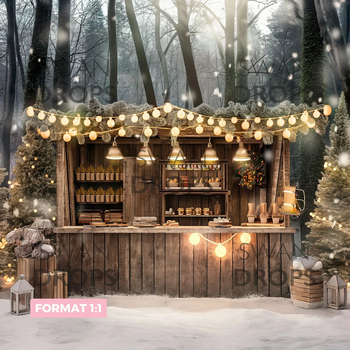 Fond photo Marché de Noël Gourmand Swan Drops