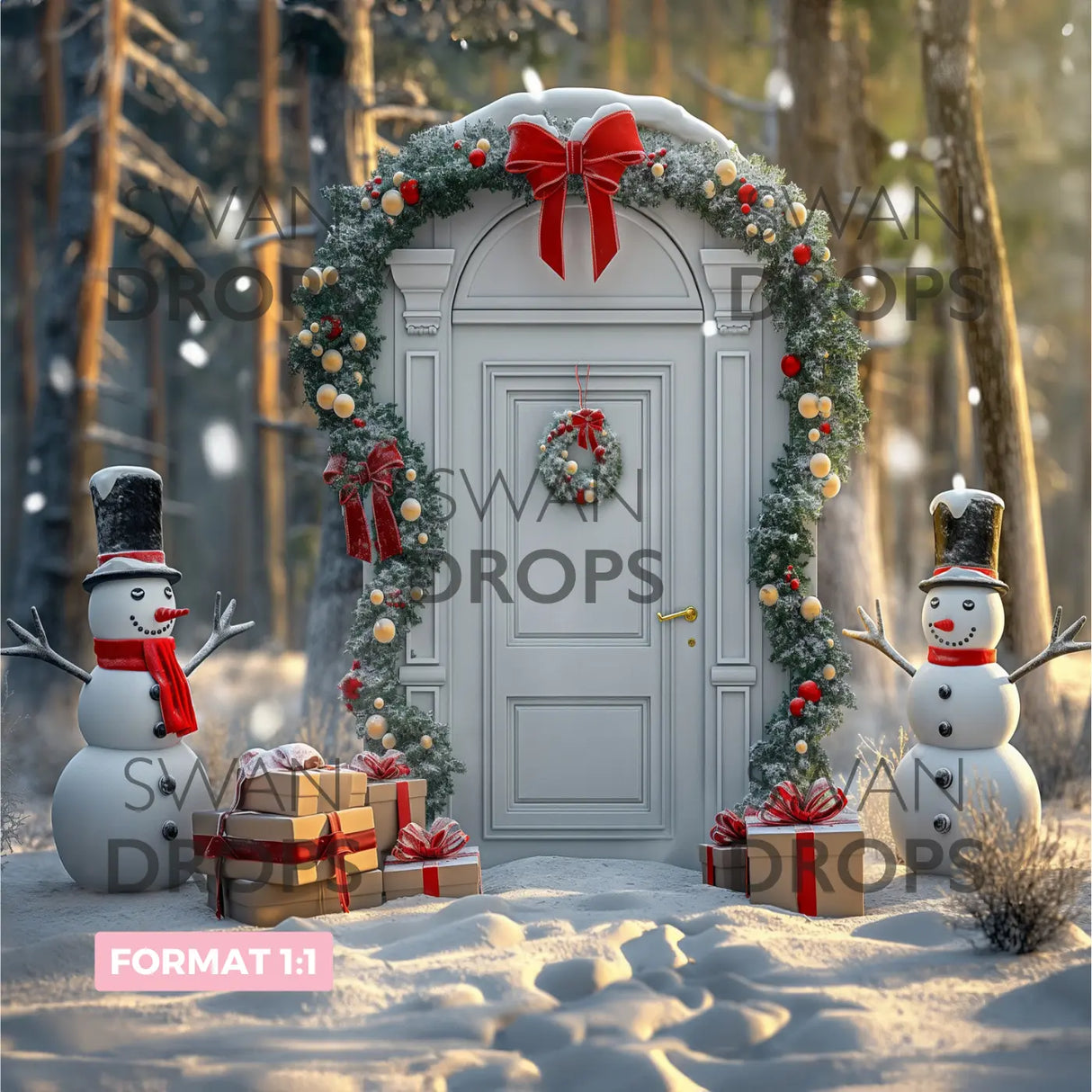 Fond photo Porte Enneigée Swan Drops