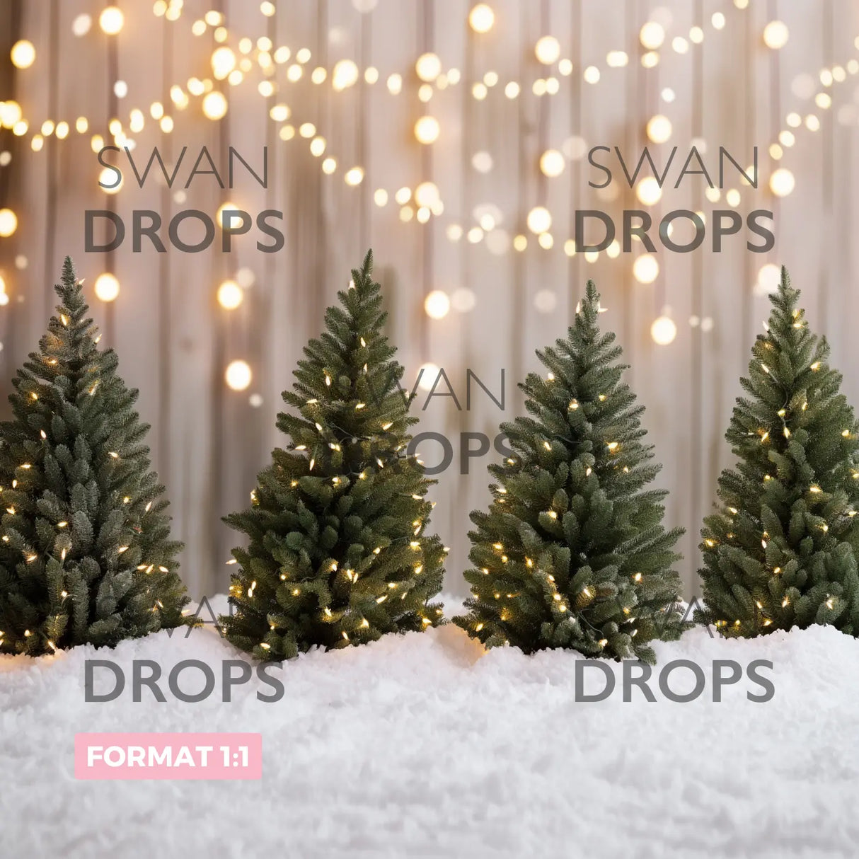 Fond photo Sapins Illuminés Swan Drops