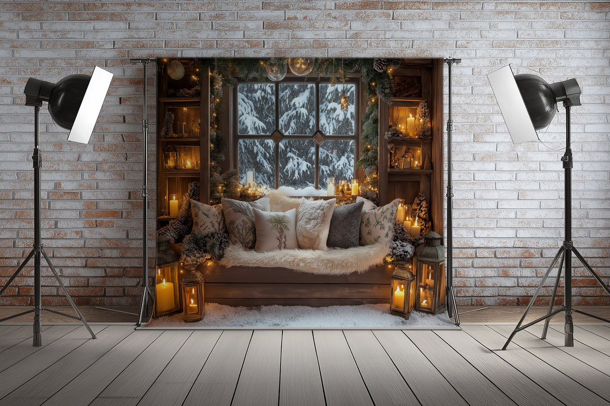 Fond photo Chalet de noël enchanté Swan Drops