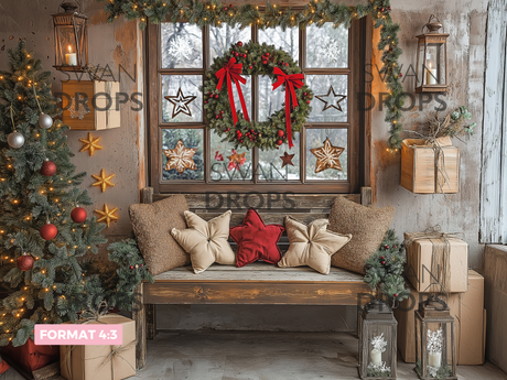Fond photo décor de Noël en studio L'atelier du Père Noël