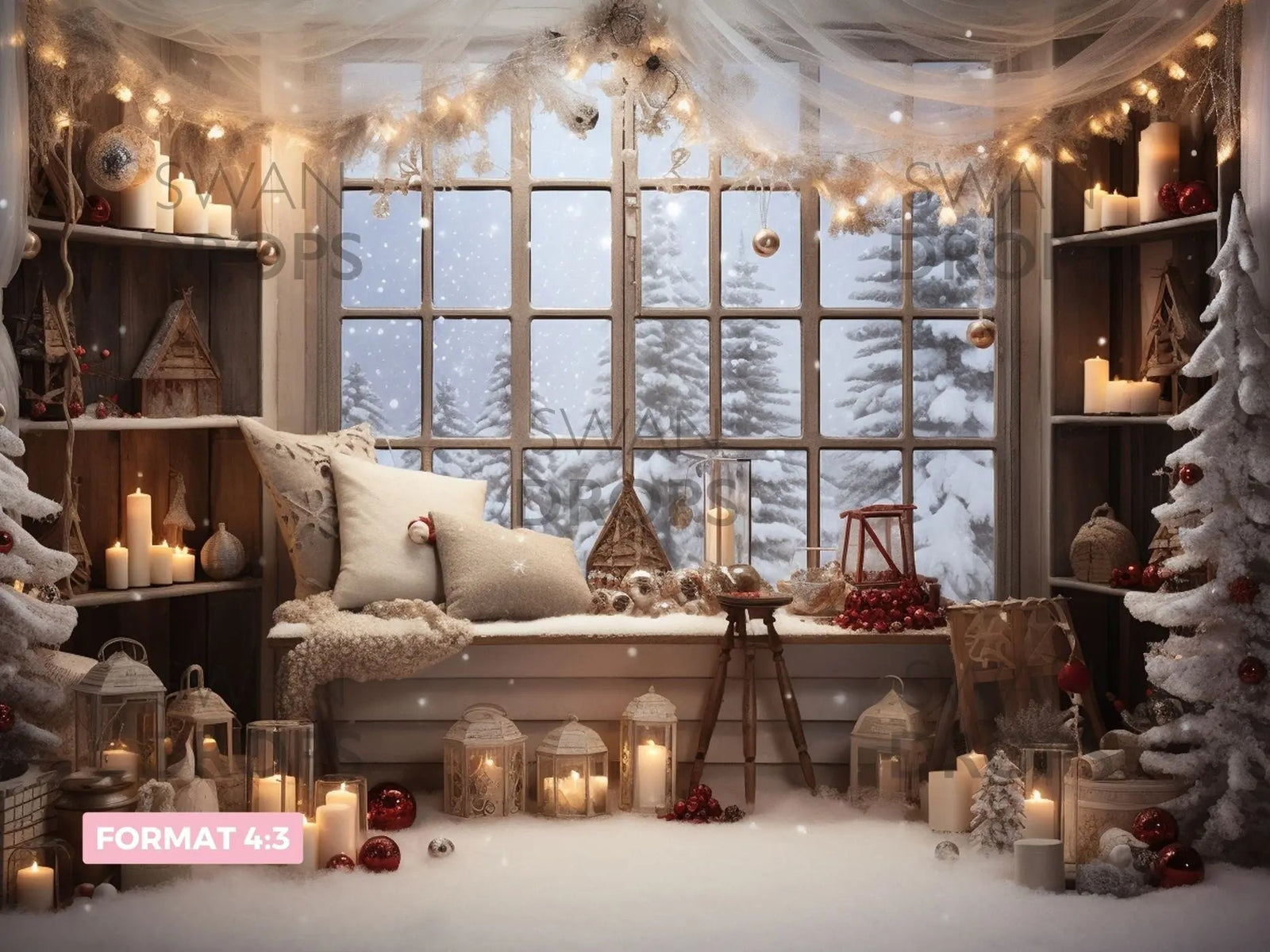 Fond blanc photo studio Cocon Hivernal pour high-key