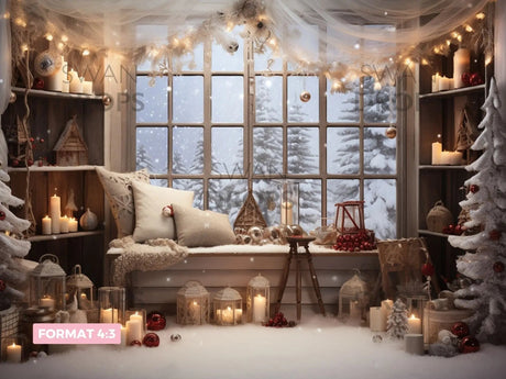 Fond blanc photo studio Cocon Hivernal pour high-key
