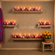Fond photo Veillée des âmes de la collection Halloween Mexique - jute, bougies rose et violet - portrait enfant Halloween atmosphérique
