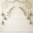 Fond photo Symétrie douce double guirlande de la collection Printemps Champêtre 2026 - crème, dentelle, vert tendre - séance grossesse romantique