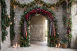 Fond photo Murmure de pierre de la collection Arches Noël 2026 - pierre calcaire, arche végétale - séance Noël parisien romantique