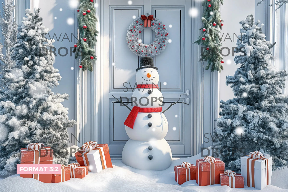 Fond photo Bonhomme de Neige Festif Swan Drops