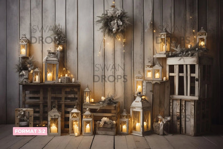 Fond photo Déco Boisée du Noël Rustique Swan Drops