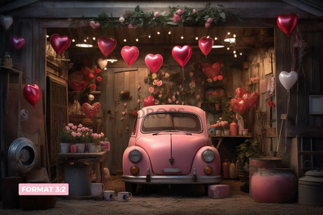 Fond photo L'Atelier Amoureux avec Voiture Rose Swan Drops