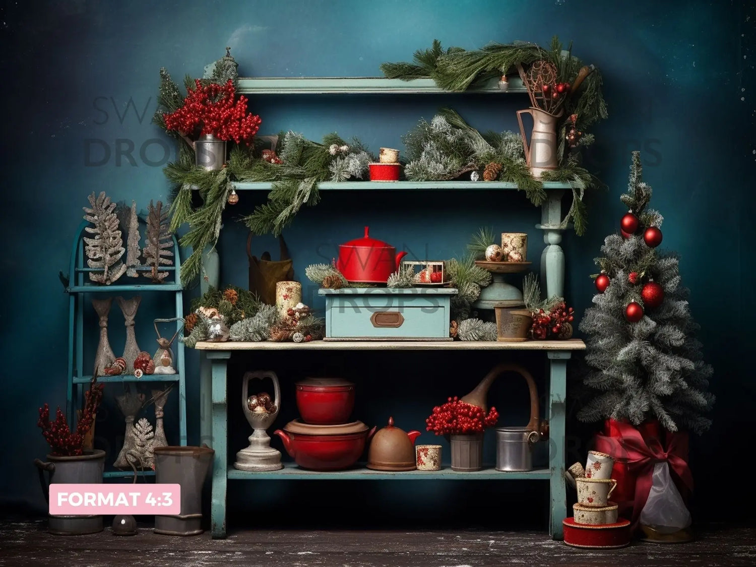 Fond photo L'Étagère Festive de Noël Swan Drops