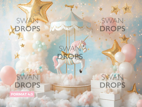 Fond photo Unicorn Carousel Swan Drops