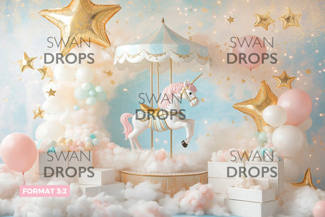 Fond photo Unicorn Carousel Swan Drops