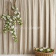 Fond photo Lin nature plis amples branches multiples gauche de la collection Printemps Champêtre 2026 - lin naturel, branches fleuries - séance nouveau-né lifestyle