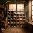 Fond photo Sceaux et parchemins de la collection Noël 2026 Maison du père noël V2 - laiton terni, bordeaux, crème - séance nouveau-né Noël