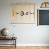 Fond photo Système solaire globe carton de la collection Rentrée scolaire 2026 - gris perle, ocres passés - portrait enfant thème astronomie
