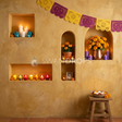 Fond photo Chambres de lumière de la collection Halloween Mexique - stuc ocre d'or, niches lumineuses - portrait enfant Halloween