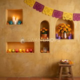 Fond photo Chambres de lumière de la collection Halloween Mexique - stuc ocre d'or, niches lumineuses - portrait enfant Halloween